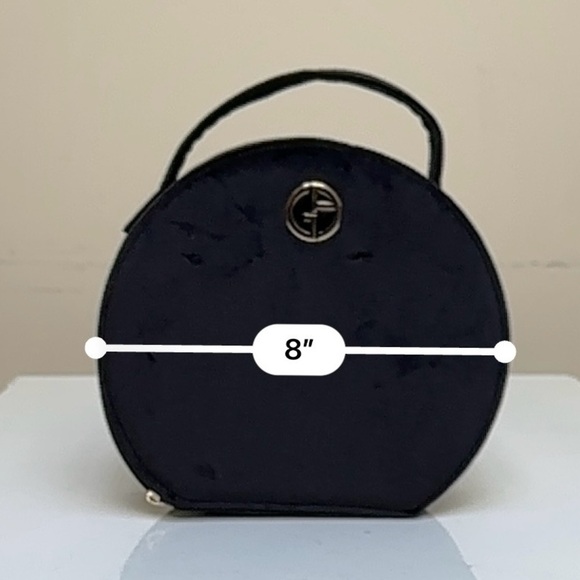 GIORGIO ARMANI ROUND BEAUTY BAG BLACK VELVET HANDBAG - Picture 10 of 12